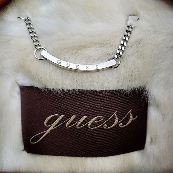 Y2K Guess Suede Leather Soft Faux Fur Lined Coat Light Tan Women's M - Picture 5 of 12